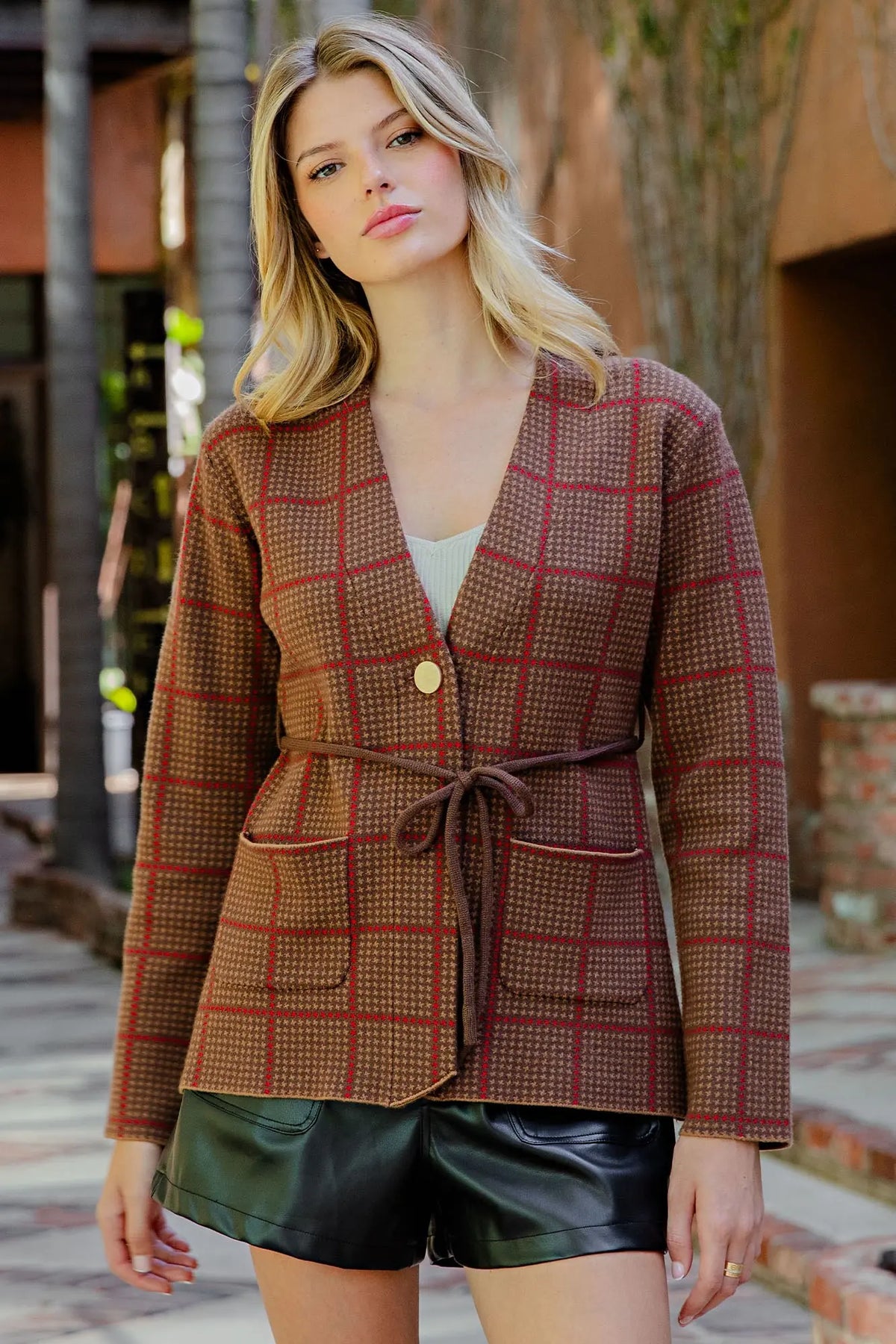 The Editor - Plaid Knit Blazer
