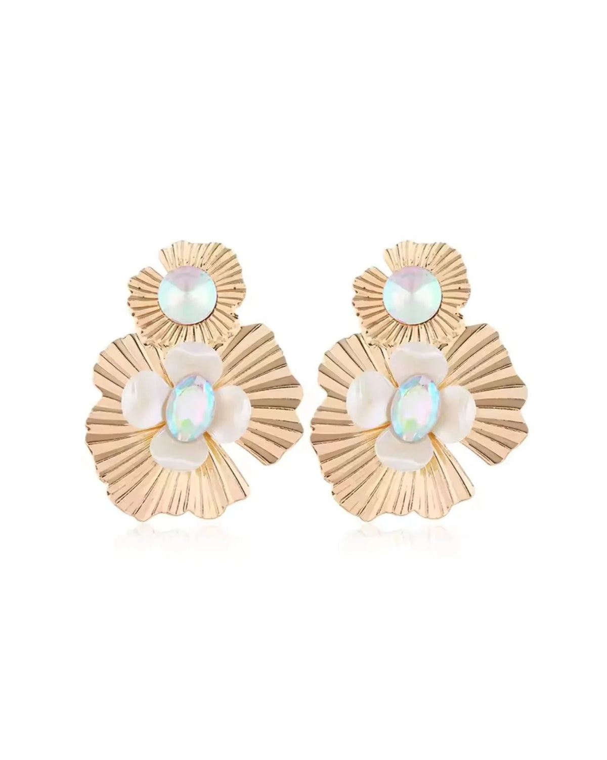 Linny Co. Zera Iridescent Statement Earrings - Gold