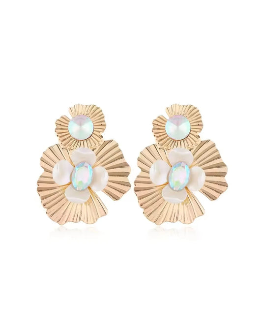 Linny Co. Zera Iridescent Statement Earrings - Gold