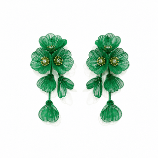 Linny Co. Audrey Flower Statement Earrings - Green