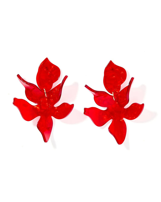 Linny Co. Flora Statement Earrings - Pearlized Red